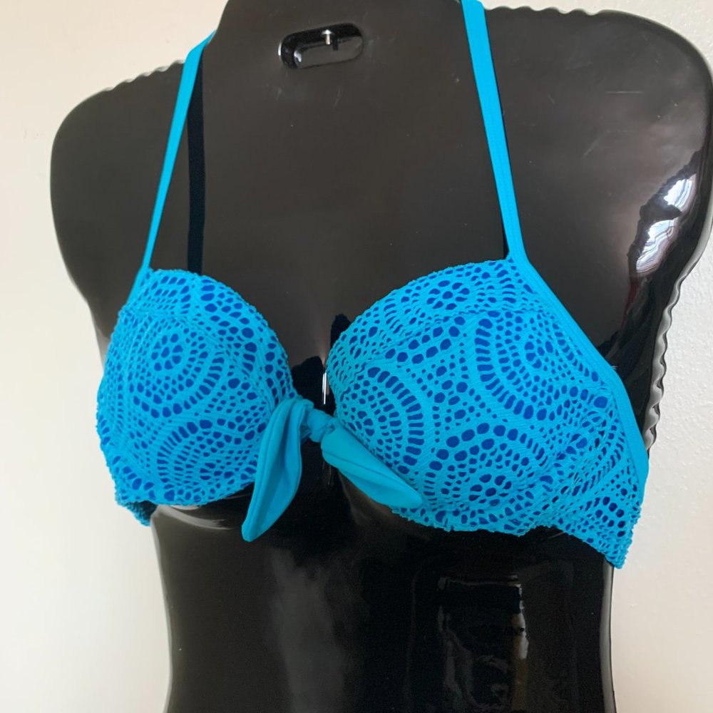 Aerie BLAKELY bikini top TURQUOISE Super supportive and cute SIZE 32B